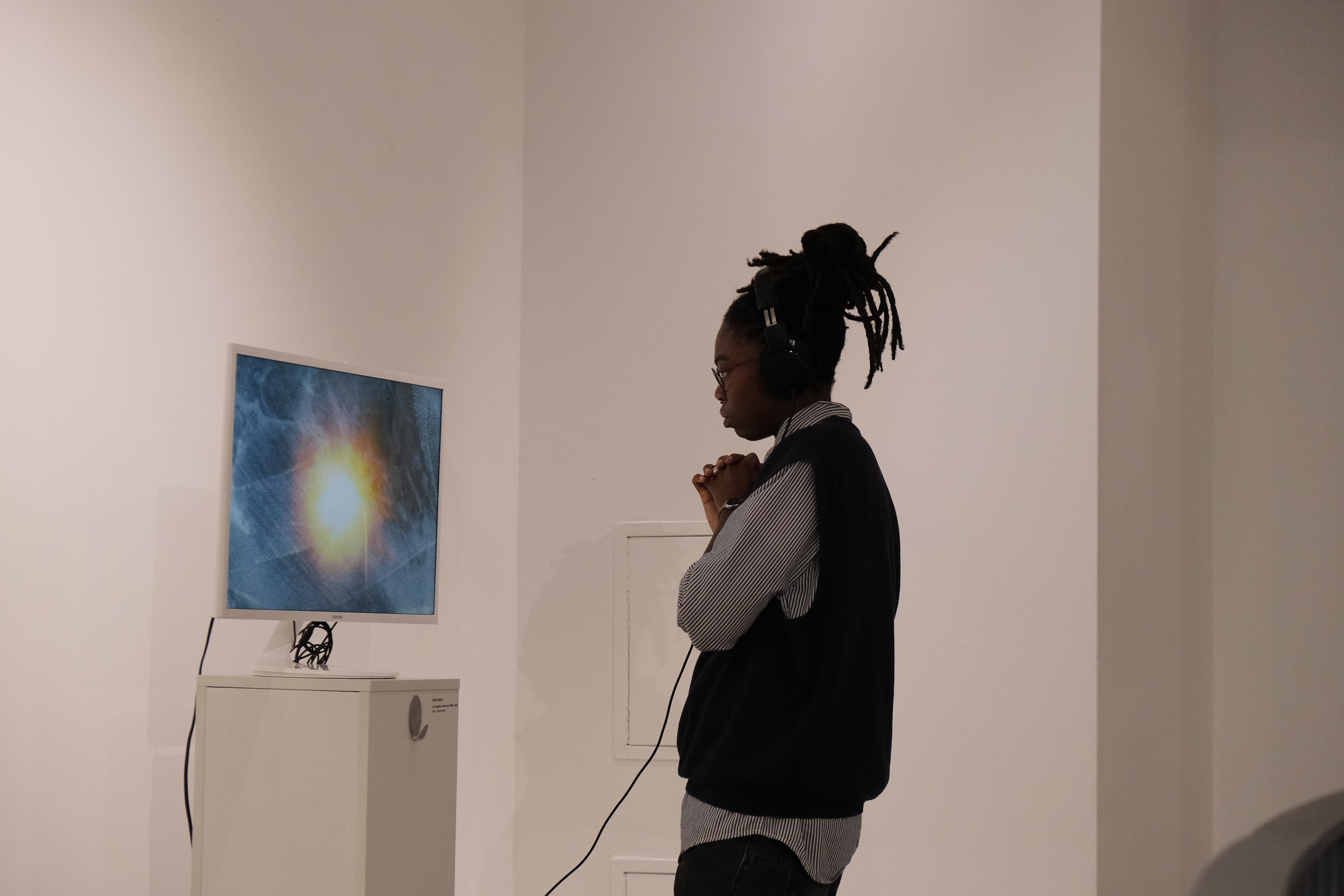 Exhibition statement projected during opening